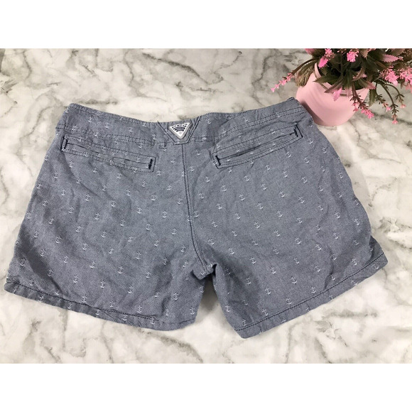 VINTAGE Columbia Shorts Women 8 Blue Logo Lightweight Fishing Hiking 100% Cotton - Picture 5 of 7